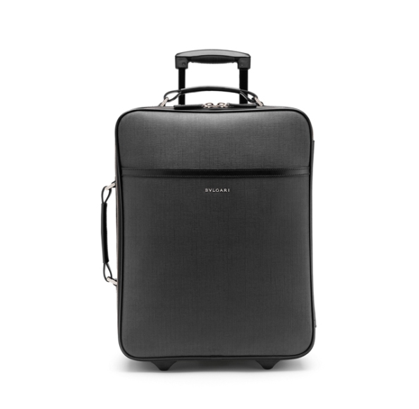 Trolley in Black Coated Canvas and Calf Leather.