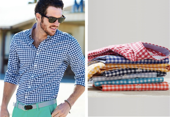 Bonobos GING CROSBY shirt in Pomergranate, Royal Blue, Citrus, Navy, Light Blue, Turquoise, and lastly, Orange.