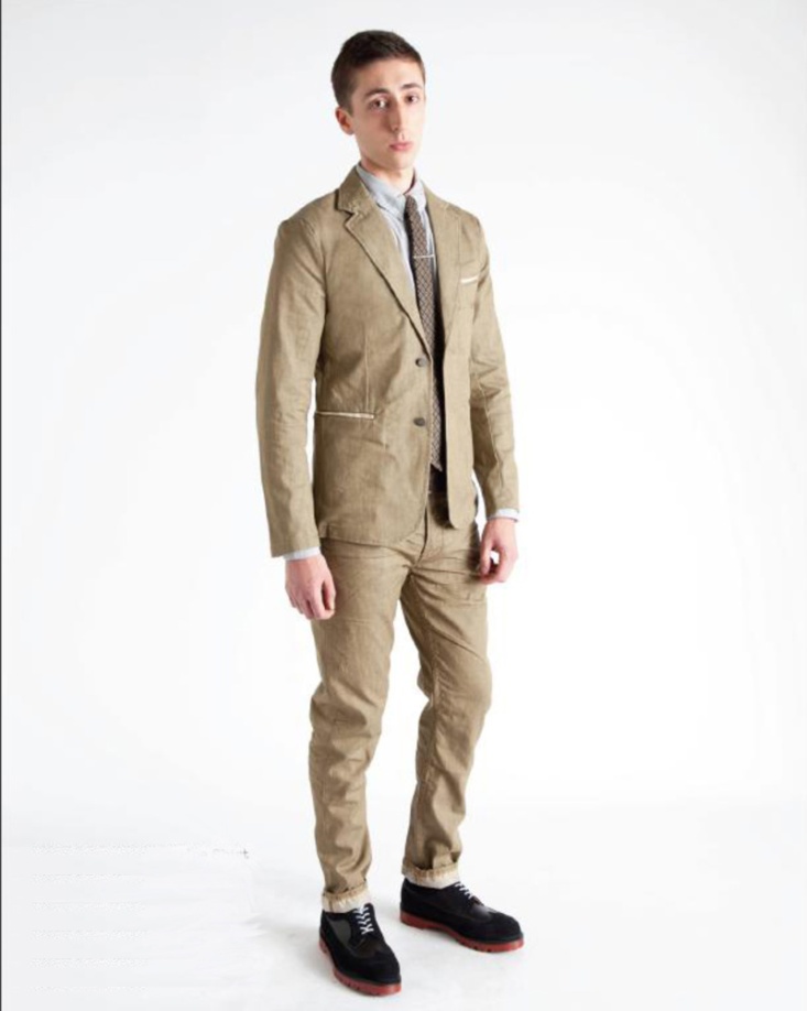 Seen here: (BULLET) Ticking Stripe Shirt with (SCENT) Raw Green Selvedge Blazer and (BCJ001) Raw Green Selvedge Jeans.