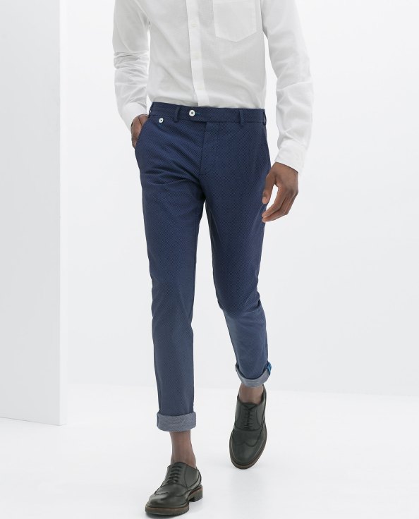 Zara Blue Micro-Knit Trousers. Ref. 6861/471
