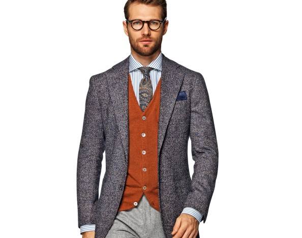 Suitsupply plain blue, textured Hudson