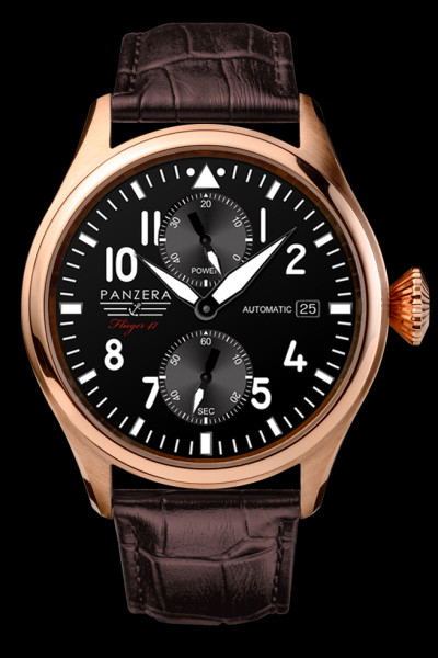 Panzera's F47-07D Dornier is 47mm but sits comfortably on wrist thanks to slightly tapered lugs.