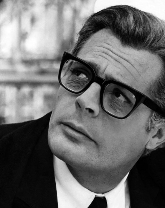 No one pulls thick framed acetate glasses quite like Marcello Mastroianni either. 